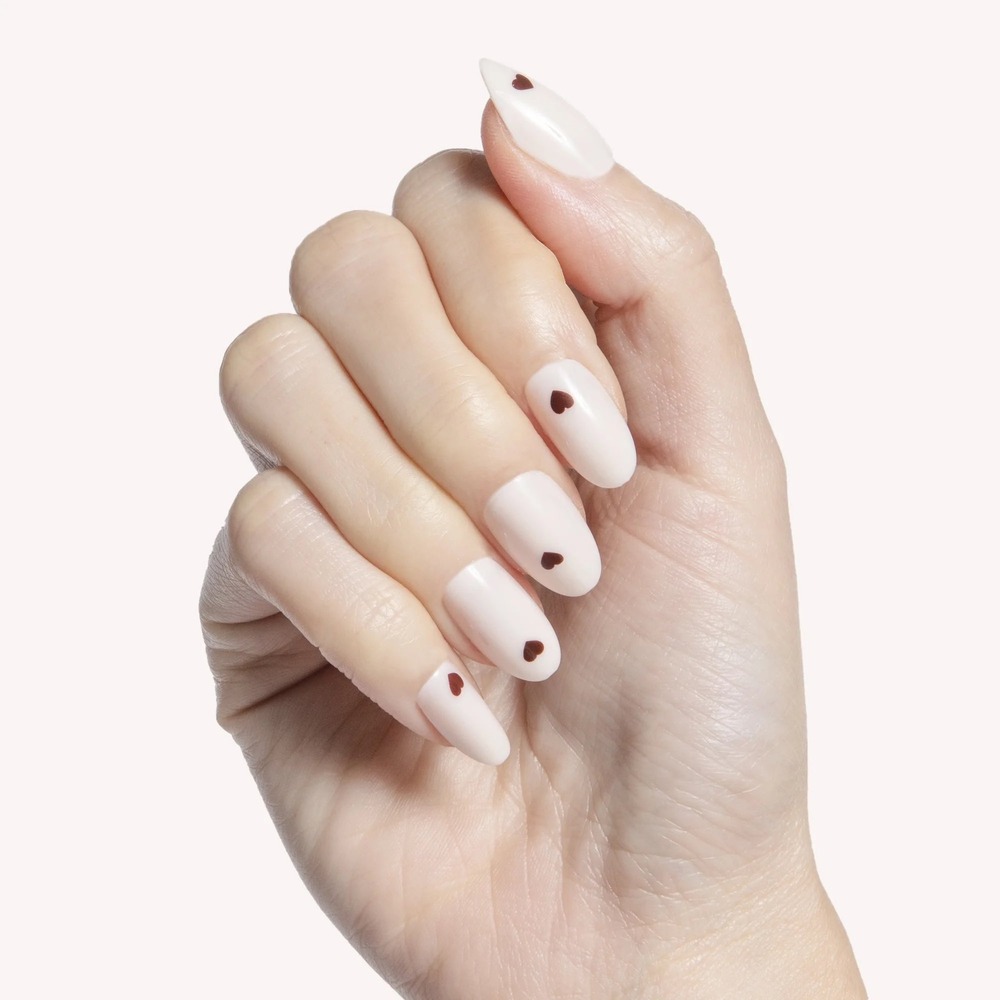 Olive & June Press-On Nails The Instant Mani Vampy Heart Medium Oval White 42ct